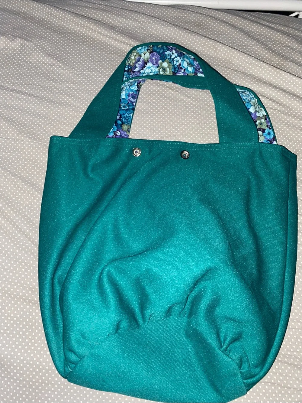 Teal Bird Appliqué Tote Bag - Quilted Fabric Shoulder Bag